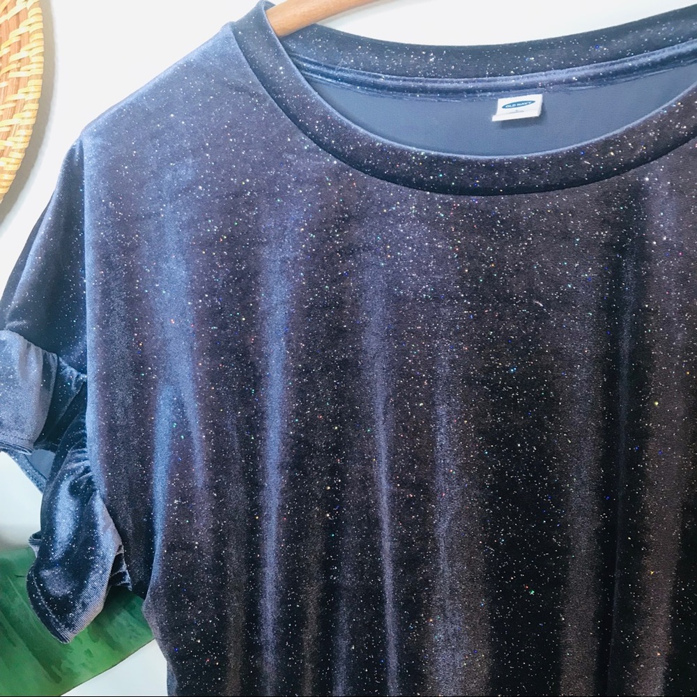 Vintage Retro 90’s Velour Shimmer Crop Top - Picture 3 of 5